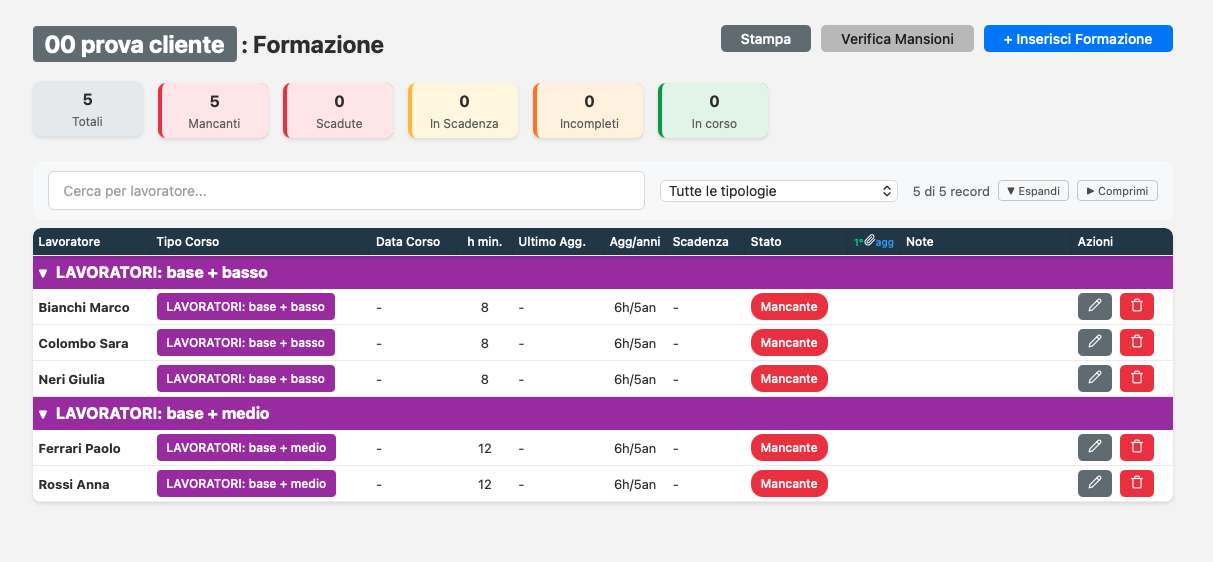 NinjaWEB — Modulo Formazione